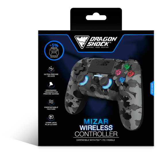 Dragon Shock - PlayStation 4 - Mizar - Grey Camo -  בקר אלחוטי