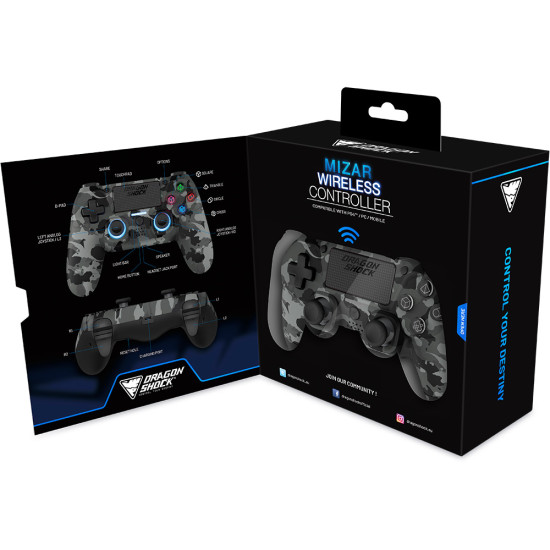 Dragon Shock - PlayStation 4 - Mizar - Grey Camo -  בקר אלחוטי