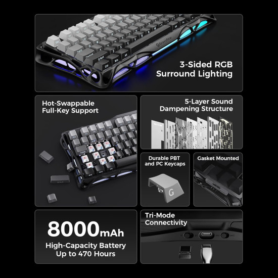 GravaStar - Mercury K1 RGB - מקלדת גיימינג