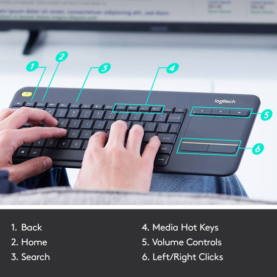 Logitech - K400 Plus - Keyboard with a Touchpad